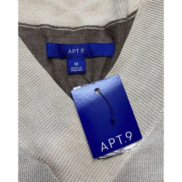 Apt 9 Beige Black Brown V Neck Lightweight Sweater sz Medium NEW‎ - Picture 3 of 8